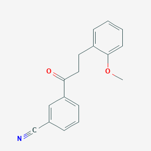 molecular formula C17H15NO2 B1327457 3'-氰基-3-(2-甲氧基苯基)丙酮 CAS No. 898769-71-6