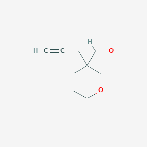 molecular formula C9H12O2 B13274573 3-(Prop-2-yn-1-yl)oxane-3-carbaldehyde 