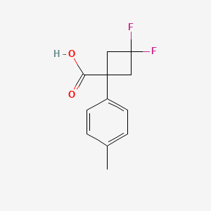 molecular formula C12H12F2O2 B13274616 3,3-Difluoro-1-(4-methylphenyl)cyclobutane-1-carboxylic acid 