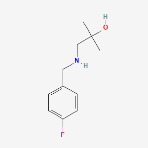 molecular formula C11H16FNO B13274672 1-{[(4-Fluorophenyl)methyl]amino}-2-methylpropan-2-ol 