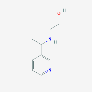 molecular formula C9H14N2O B13274728 2-{[1-(Pyridin-3-yl)ethyl]amino}ethan-1-ol 