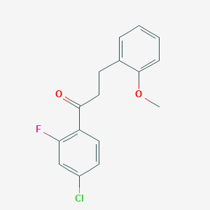 molecular formula C16H14ClFO2 B1327474 4'-Chloro-2'-fluoro-3-(2-methoxyphenyl)propiophenone CAS No. 898770-45-1