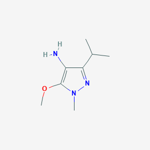 molecular formula C8H15N3O B13274810 5-methoxy-1-methyl-3-(propan-2-yl)-1H-pyrazol-4-amine 