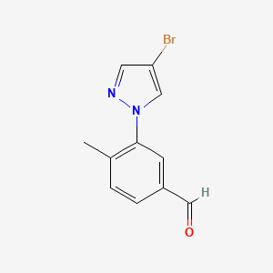 molecular formula C11H9BrN2O B13274837 3-(4-Bromo-1H-pyrazol-1-yl)-4-methylbenzaldehyde 