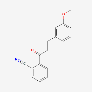 molecular formula C17H15NO2 B1327486 2'-Cyano-3-(3-methoxyphenyl)propiophenone CAS No. 898774-49-7