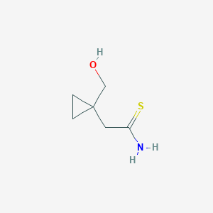 molecular formula C6H11NOS B13274883 2-[1-(Hydroxymethyl)cyclopropyl]ethanethioamide 