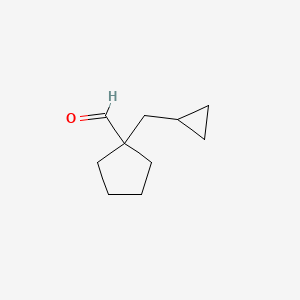 molecular formula C10H16O B13274914 1-(Cyclopropylmethyl)cyclopentane-1-carbaldehyde CAS No. 1936496-19-3