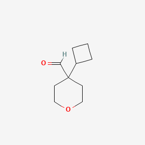 molecular formula C10H16O2 B13275053 4-Cyclobutyloxane-4-carbaldehyde 