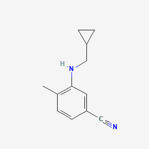 molecular formula C12H14N2 B13275061 3-[(Cyclopropylmethyl)amino]-4-methylbenzonitrile 