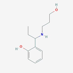 molecular formula C12H19NO2 B13275161 2-{1-[(3-Hydroxypropyl)amino]propyl}phenol CAS No. 651304-81-3