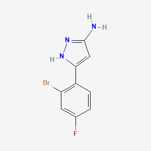 molecular formula C9H7BrFN3 B13275191 3-(2-Bromo-4-fluorophenyl)-1H-pyrazol-5-amine 