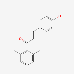 molecular formula C18H20O2 B1327520 2',6'-Dimethyl-3-(4-methoxyphenyl)propiophenone CAS No. 898775-86-5