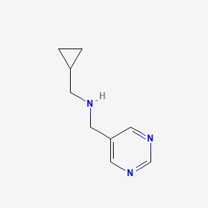 molecular formula C9H13N3 B13275206 (Cyclopropylmethyl)(pyrimidin-5-ylmethyl)amine 