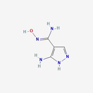 molecular formula C4H7N5O B13275228 5-Amino-N'-hydroxy-1H-pyrazole-4-carboximidamide 