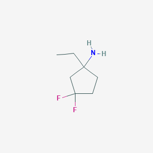 molecular formula C7H13F2N B13275315 1-Ethyl-3,3-difluorocyclopentan-1-amine 