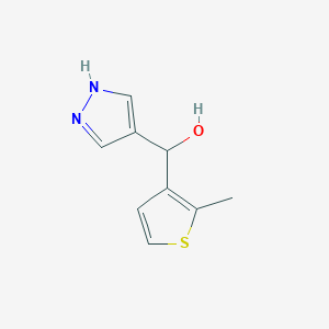 molecular formula C9H10N2OS B13275360 (2-Methylthiophen-3-yl)(1H-pyrazol-4-yl)methanol 