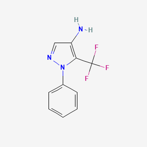 molecular formula C10H8F3N3 B13275376 1-phenyl-5-(trifluoromethyl)-1H-pyrazol-4-amine 