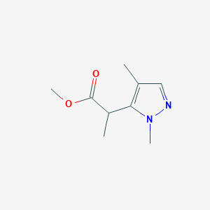 molecular formula C9H14N2O2 B13275431 Methyl 2-(1,4-dimethyl-1H-pyrazol-5-yl)propanoate 