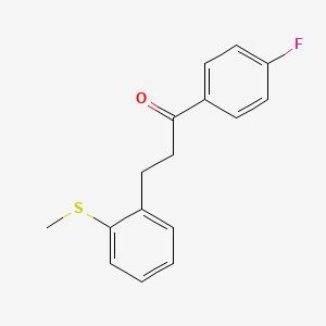 molecular formula C16H15FOS B1327544 4'-氟-3-(2-硫代甲苯基)丙基苯甲酮 CAS No. 898754-69-3