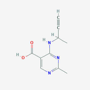 molecular formula C10H11N3O2 B13275440 4-[(But-3-yn-2-yl)amino]-2-methylpyrimidine-5-carboxylic acid 