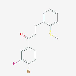 B1327545 4'-Bromo-3'-fluoro-3-(2-thiomethylphenyl)propiophenone CAS No. 898780-07-9