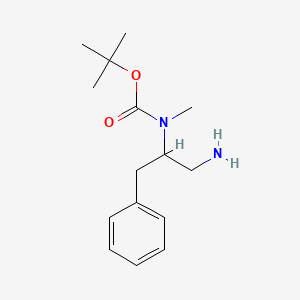 molecular formula C15H24N2O2 B13275456 tert-butyl N-(1-amino-3-phenylpropan-2-yl)-N-methylcarbamate 