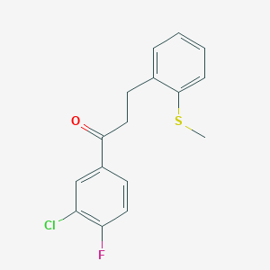molecular formula C16H14ClFOS B1327547 3'-Chloro-4'-fluoro-3-(2-thiomethylphenyl)propiophenone CAS No. 898780-13-7
