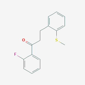 molecular formula C16H15FOS B1327548 2'-Fluoro-3-(2-thiomethylphenyl)propiophenone CAS No. 898780-19-3