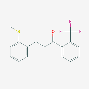 molecular formula C17H15F3OS B1327549 3-(2-Thiomethylphenyl)-2'-trifluoromethylpropiophenone CAS No. 898780-22-8