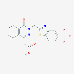 molecular formula C19H16F3N3O3S B132755 3,4-Dihydro-4-oxo-5,6-cyclohexano-3-((5-(trifluoromethyl)benzothiazol-2-yl)methyl)-1-pyridazineacetic acid CAS No. 140926-49-4