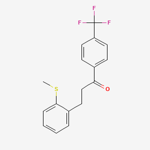 molecular formula C17H15F3OS B1327551 3-(2-硫代甲基苯基)-4'-三氟甲基丙酮 CAS No. 898780-28-4