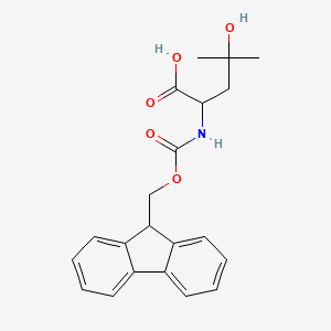 molecular formula C21H23NO5 B13275518 2-{[(9H-fluoren-9-ylmethoxy)carbonyl]amino}-4-hydroxy-4-methylpentanoic acid 