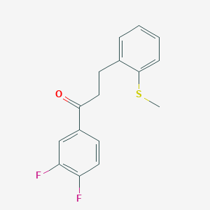 molecular formula C16H14F2OS B1327557 3',4'-Difluoro-3-(2-thiomethylphenyl)propiophenone CAS No. 898780-59-1