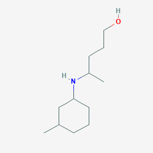 molecular formula C12H25NO B13275597 4-[(3-Methylcyclohexyl)amino]pentan-1-ol 