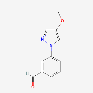 molecular formula C11H10N2O2 B13275601 3-(4-Methoxy-1H-pyrazol-1-yl)benzaldehyde 