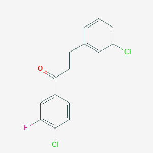 molecular formula C15H11Cl2FO B1327568 4'-Chloro-3-(3-chlorophenyl)-3'-fluoropropiophenone CAS No. 898787-18-3