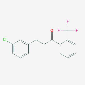 molecular formula C16H12ClF3O B1327571 3-(3-Chlorophenyl)-2'-trifluoromethylpropiophenone CAS No. 898787-26-3
