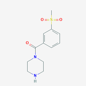 molecular formula C12H16N2O3S B13275725 1-[3-(Methylsulfonyl)benzoyl]piperazine 