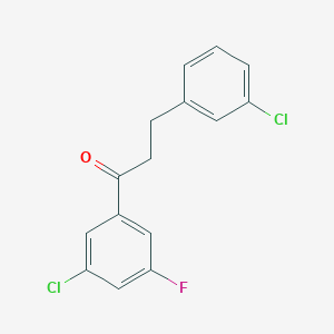 molecular formula C15H11Cl2FO B1327576 3'-氯-3-(3-氯苯基)-5'-氟丙酮 CAS No. 898787-33-2