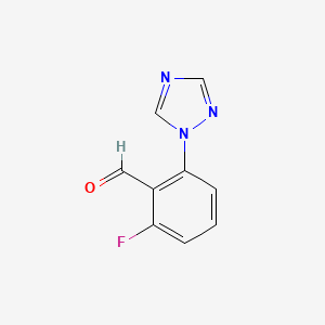 molecular formula C9H6FN3O B13275761 2-Fluoro-6-(1H-1,2,4-triazol-1-yl)benzaldehyde 