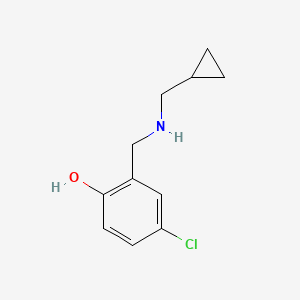 molecular formula C11H14ClNO B13275768 4-Chloro-2-{[(cyclopropylmethyl)amino]methyl}phenol 