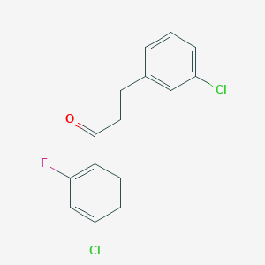 molecular formula C15H11Cl2FO B1327577 4'-Chloro-3-(3-chlorophenyl)-2'-fluoropropiophenone CAS No. 898787-34-3