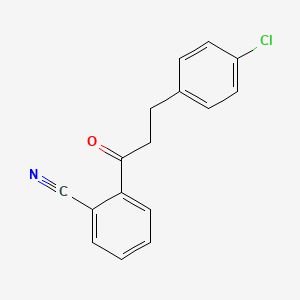 molecular formula C16H12ClNO B1327581 3-(4-氯苯基)-2'-氰基丙酮 CAS No. 898787-66-1