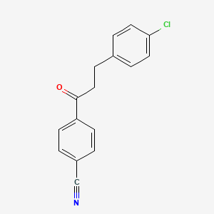 molecular formula C16H12ClNO B1327582 3-(4-Chlorophenyl)-4'-cyanopropiophenone CAS No. 898787-70-7
