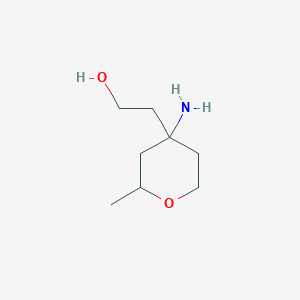 molecular formula C8H17NO2 B13275820 2-(4-Amino-2-methyloxan-4-YL)ethan-1-OL 