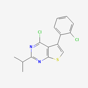 molecular formula C15H12Cl2N2S B13275838 4-Chloro-5-(2-chlorophenyl)-2-isopropylthieno[2,3-d]pyrimidine 