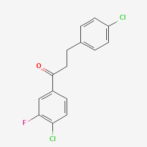 molecular formula C15H11Cl2FO B1327584 4'-Chloro-3-(4-chlorophenyl)-3'-fluoropropiophenone CAS No. 898788-15-3