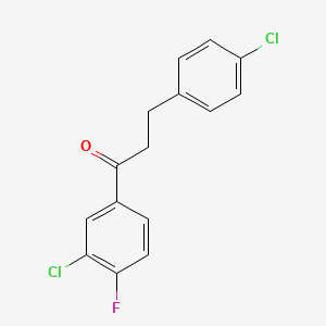 molecular formula C15H11Cl2FO B1327585 3'-Chloro-3-(4-chlorophenyl)-4'-fluoropropiophenone CAS No. 898788-18-6
