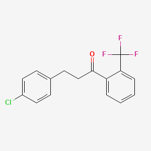 molecular formula C16H12ClF3O B1327586 3-(4-Chlorophenyl)-2'-trifluoromethylpropiophenone CAS No. 898788-25-5