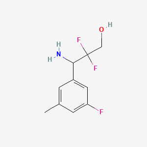 molecular formula C10H12F3NO B13275885 3-Amino-2,2-difluoro-3-(3-fluoro-5-methylphenyl)propan-1-ol 